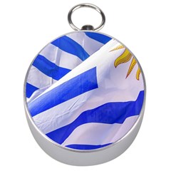 Uruguay Flags Waving Silver Compasses by dflcprintsclothing