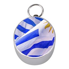 Uruguay Flags Waving Mini Silver Compasses by dflcprintsclothing