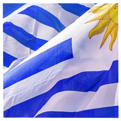 Uruguay Flags Waving Wooden Puzzle Square by dflcprintsclothing