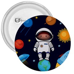 Boy Spaceman Space Rocket Ufo Planets Stars 3  Buttons by Vaneshart