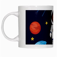 Boy Spaceman Space Rocket Ufo Planets Stars White Mugs by Vaneshart