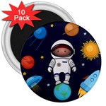 Boy Spaceman Space Rocket Ufo Planets Stars 3  Magnets (10 pack)  Front