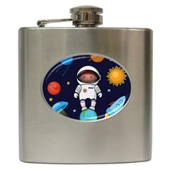 Boy Spaceman Space Rocket Ufo Planets Stars Hip Flask (6 Oz) by Vaneshart