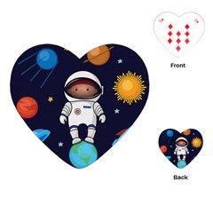 Boy Spaceman Space Rocket Ufo Planets Stars Playing Cards Single Design (heart) by Vaneshart