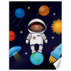 Boy Spaceman Space Rocket Ufo Planets Stars Canvas 18  X 24  by Vaneshart