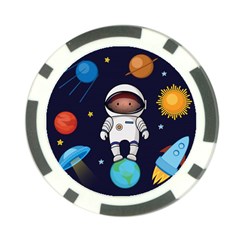 Boy Spaceman Space Rocket Ufo Planets Stars Poker Chip Card Guard by Vaneshart