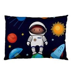 Boy Spaceman Space Rocket Ufo Planets Stars Pillow Case by Vaneshart