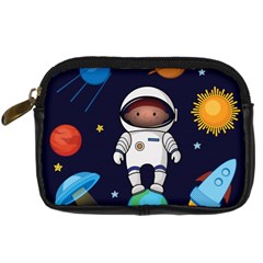 Boy Spaceman Space Rocket Ufo Planets Stars Digital Camera Leather Case by Vaneshart