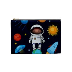 Boy Spaceman Space Rocket Ufo Planets Stars Cosmetic Bag (medium) by Vaneshart