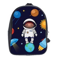 Boy Spaceman Space Rocket Ufo Planets Stars School Bag (large) by Vaneshart