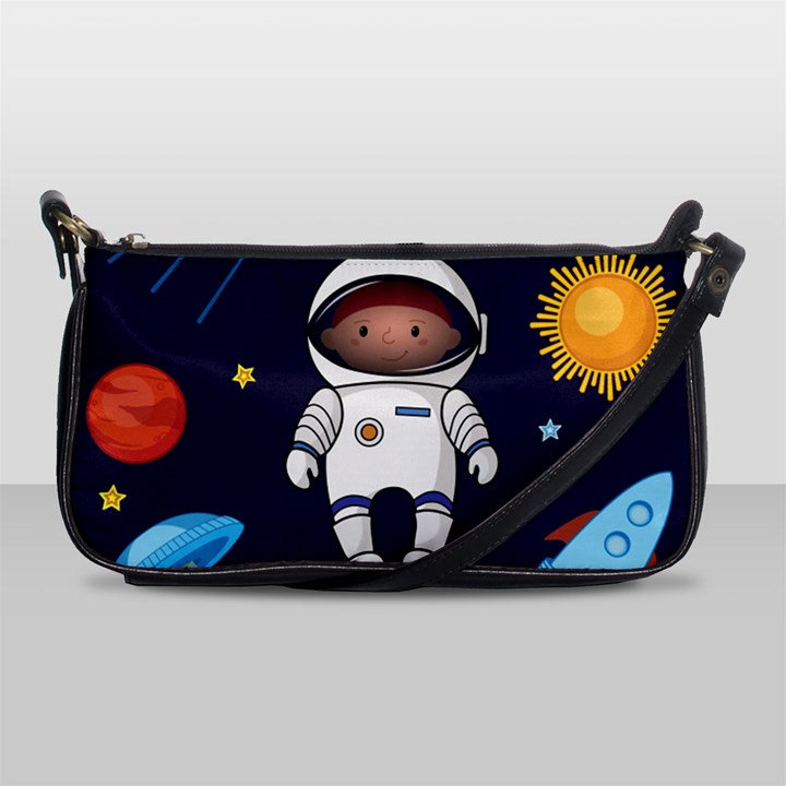 Boy Spaceman Space Rocket Ufo Planets Stars Shoulder Clutch Bag