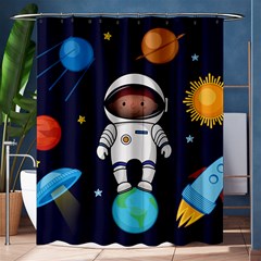 Boy Spaceman Space Rocket Ufo Planets Stars Shower Curtain 60  X 72  (medium)  by Vaneshart