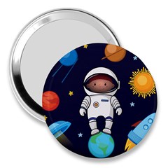 Boy Spaceman Space Rocket Ufo Planets Stars 3  Handbag Mirrors by Vaneshart