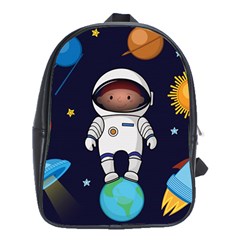 Boy Spaceman Space Rocket Ufo Planets Stars School Bag (xl) by Vaneshart