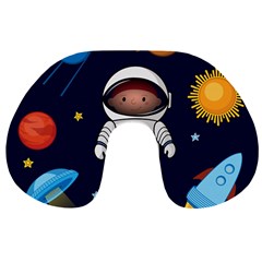 Boy Spaceman Space Rocket Ufo Planets Stars Travel Neck Pillow by Vaneshart