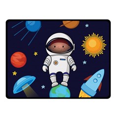 Boy Spaceman Space Rocket Ufo Planets Stars Double Sided Fleece Blanket (small)  by Vaneshart