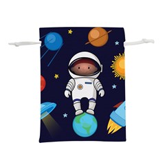 Boy Spaceman Space Rocket Ufo Planets Stars Lightweight Drawstring Pouch (l) by Vaneshart