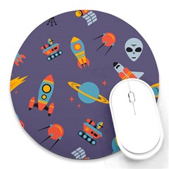 Space Seamless Pattern Round Mousepads