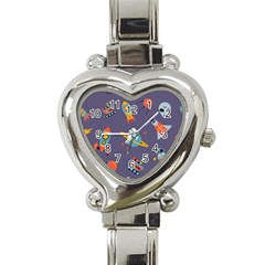 Space Seamless Pattern Heart Italian Charm Watch