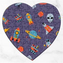 Space Seamless Pattern Jigsaw Puzzle (heart) by Vaneshart