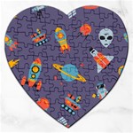 Space Seamless Pattern Jigsaw Puzzle (Heart) Front