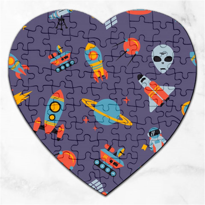 Space Seamless Pattern Jigsaw Puzzle (Heart)