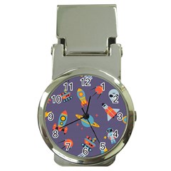 Space Seamless Pattern Money Clip Watches