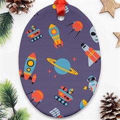 Space Seamless Pattern Oval Ornament (Two Sides)