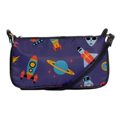 Space Seamless Pattern Shoulder Clutch Bag