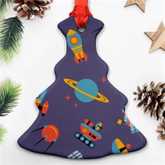 Space Seamless Pattern Christmas Tree Ornament (Two Sides)