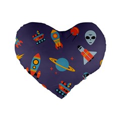 Space Seamless Pattern Standard 16  Premium Heart Shape Cushions