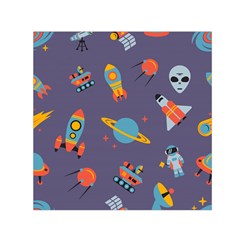 Space Seamless Pattern Small Satin Scarf (Square)