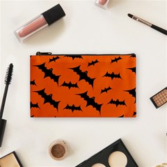 Halloween Card With Bats Flying Pattern Cosmetic Bag (small) by Vaneshart