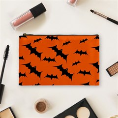 Halloween Card With Bats Flying Pattern Cosmetic Bag (medium) by Vaneshart