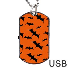 Halloween Card With Bats Flying Pattern Dog Tag Usb Flash (one Side) by Vaneshart