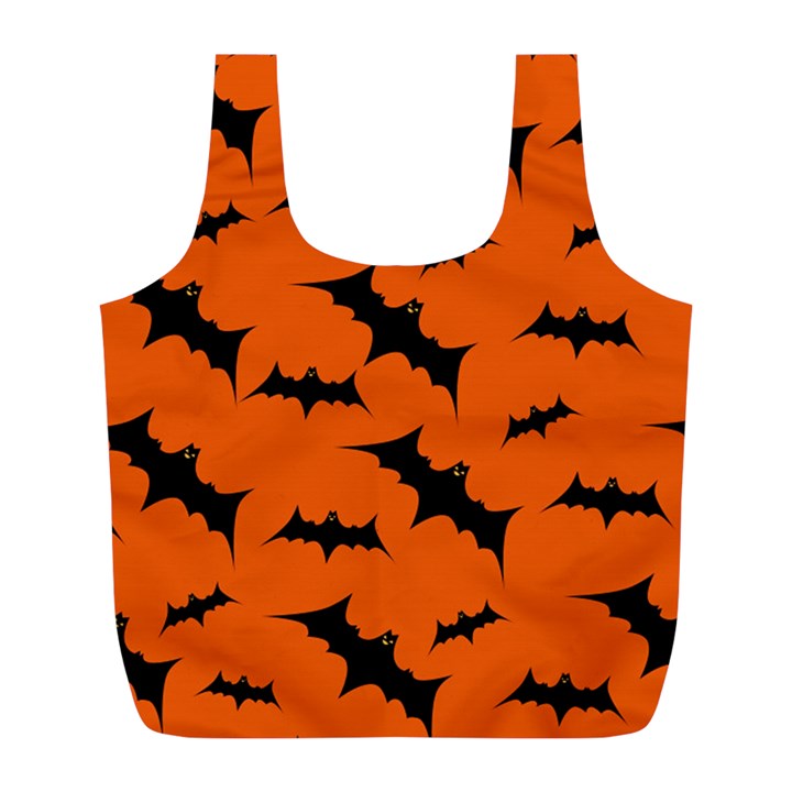 Halloween Card With Bats Flying Pattern Full Print Recycle Bag (L)