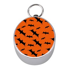 Halloween Card With Bats Flying Pattern Mini Silver Compasses by Vaneshart