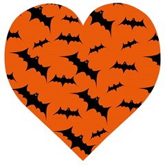 Halloween Card With Bats Flying Pattern Wooden Puzzle Heart by Vaneshart