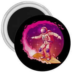 Astronaut Spacesuit Standing Surfboard Surfing Milky Way Stars 3  Magnets by Vaneshart