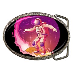 Astronaut Spacesuit Standing Surfboard Surfing Milky Way Stars Belt Buckles by Vaneshart