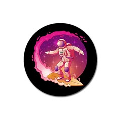 Astronaut Spacesuit Standing Surfboard Surfing Milky Way Stars Magnet 3  (round) by Vaneshart