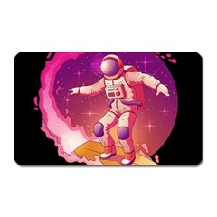 Astronaut Spacesuit Standing Surfboard Surfing Milky Way Stars Magnet (rectangular) by Vaneshart