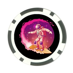 Astronaut Spacesuit Standing Surfboard Surfing Milky Way Stars Poker Chip Card Guard