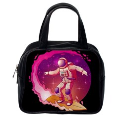 Astronaut Spacesuit Standing Surfboard Surfing Milky Way Stars Classic Handbag (one Side) by Vaneshart