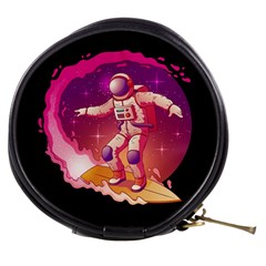 Astronaut Spacesuit Standing Surfboard Surfing Milky Way Stars Mini Makeup Bag by Vaneshart