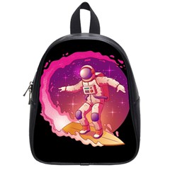 Astronaut Spacesuit Standing Surfboard Surfing Milky Way Stars School Bag (small) by Vaneshart