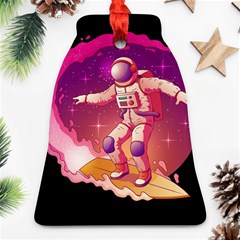 Astronaut Spacesuit Standing Surfboard Surfing Milky Way Stars Ornament (bell) by Vaneshart