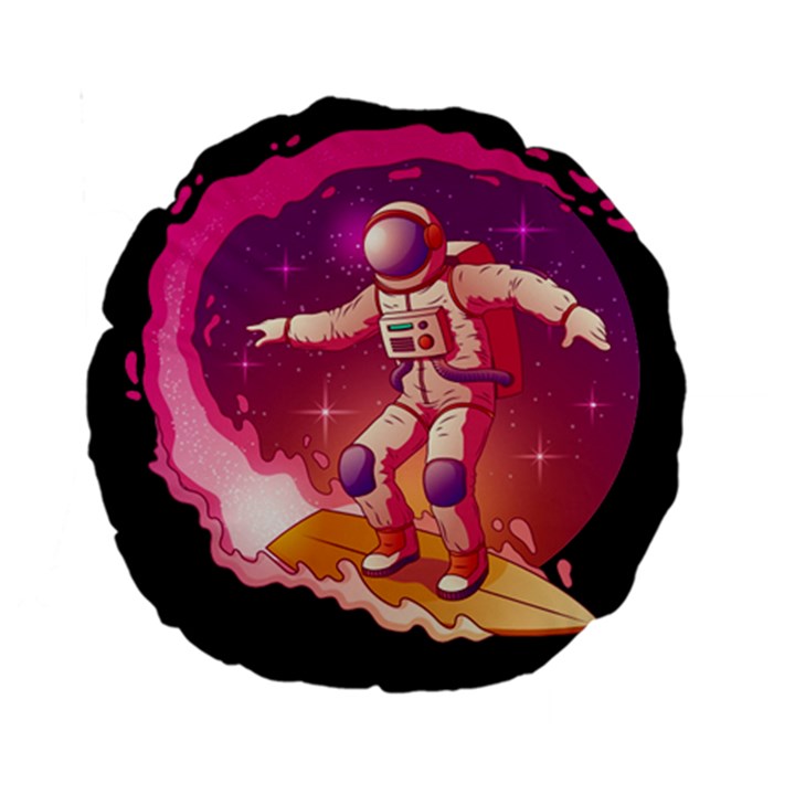 Astronaut Spacesuit Standing Surfboard Surfing Milky Way Stars Standard 15  Premium Round Cushions