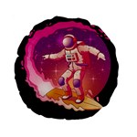 Astronaut Spacesuit Standing Surfboard Surfing Milky Way Stars Standard 15  Premium Round Cushions Back