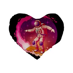 Astronaut Spacesuit Standing Surfboard Surfing Milky Way Stars Standard 16  Premium Heart Shape Cushions by Vaneshart